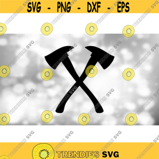 Shape Clipart Firefighter Crossed Axes Silhouette in Solid Black Symbols or Tools for Fighting Fires Rescue Digital Download SVGPNG Design 1303