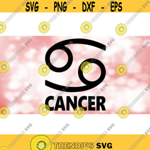 Shape Clipart Large Black Zodiac Symbol and Word for Cancer the Crab Sign for June 22 to August 22 Digital Download SVG PNG Design 1818