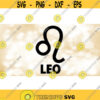 Shape Clipart Large BlackWhite Zodiac Astrology Symbol Word for Leo the Lion Sign for July 23 to Aug 22 Digital Download SVG PNG Design 1380
