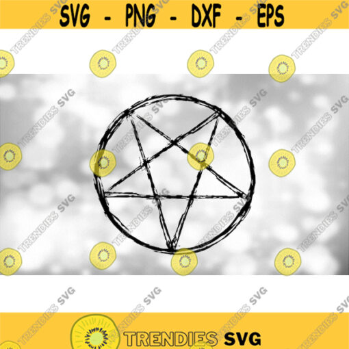 Shape Clipart Large Distressed Black Symbol Upside Down Pentacle Pentagram for Lucifer or Sigil of Baphomet Digital Download SVG PNG Design 1349