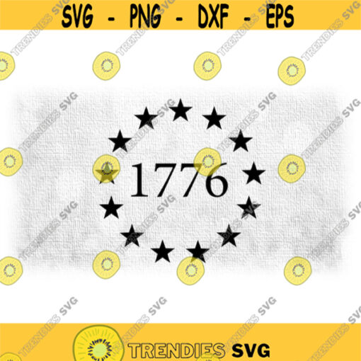 Shape Clipart Patriotic 1776 Independence Day Date Year Encircled with Original 13 Stars for United States Digital Download SVG PNG Design 1679