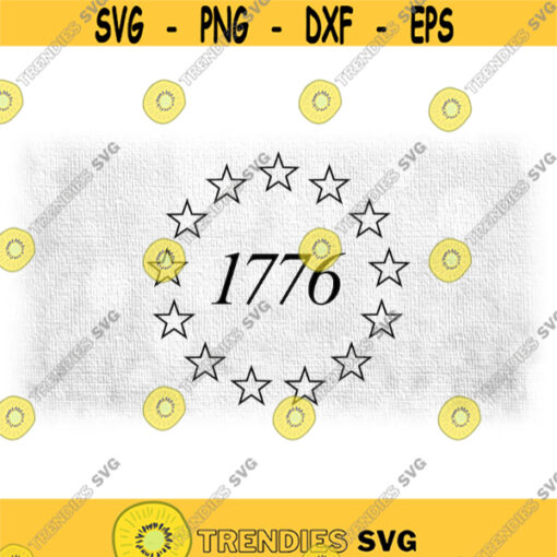 Shape Clipart Patriotic 1776 Independence Day Date Year Encircled with Original 13 Stars for United States Digital Download SVG PNG Design 1680