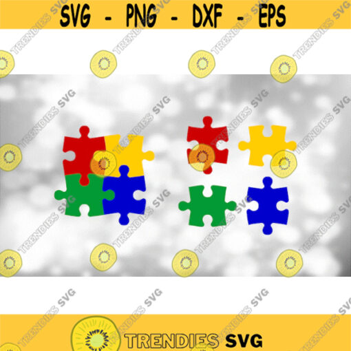 Shape Clipart Red Yellow Blue Green Interconnecting Puzzle Pieces Connected or Apart Autism Awareness Digital Download SVG PNG Design 1251