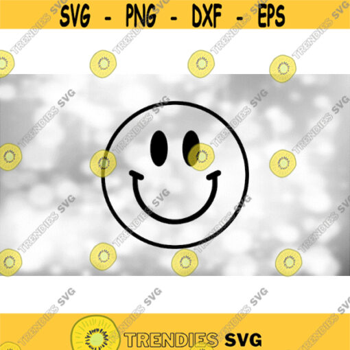 Shape Clipart Simple Black Outline of Standard Smiley Face with Eyes and Mouth Symbol for Happy Person Smiling Digital Download SVG PNG Design 1482