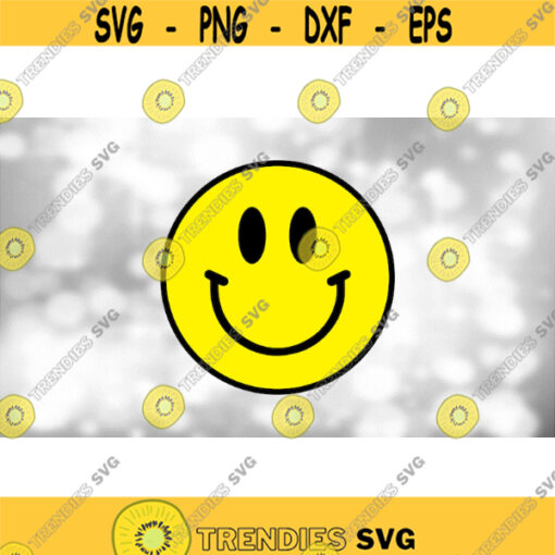 Shape Clipart Simple Black and Yellow Standard Smiley Face with Eyes and Mouth Symbol for Happy Person Smiling Digital Download SVG PNG Design 1480