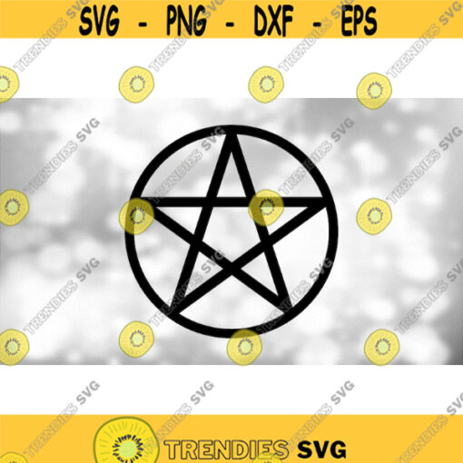 Shape Clipart Simple Easy Black 5 Point Star or Pentagram Circle or Pentacle Change Color with Your Software Digital Download SVG PNG Design 1350