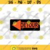 Shape Clipart Standard Black Rectangle Shaped Sign with Layered Detour Cutout of Orange Arrow Pointing Left Digital Download SVG PNG Design 1691