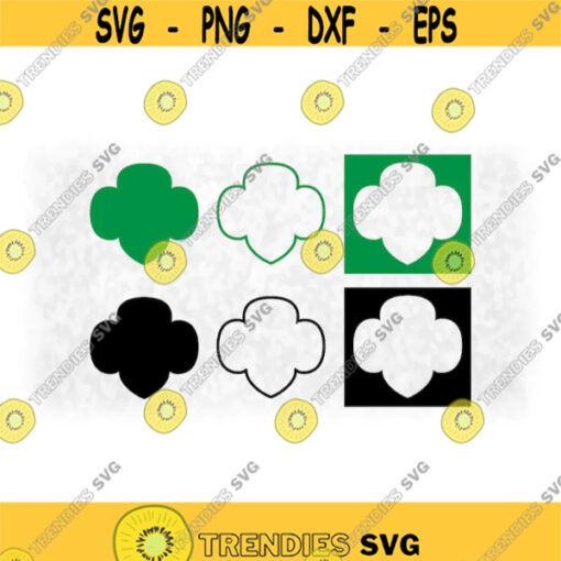 Shape Clipart Value Pack Bundle of BlackGreen Trefoil Solid Clover Shape Logo Emblem for Girl Scouts of America Digital Download SVGPNG Design 1541
