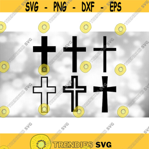 Shape Clipart Value Pack Bundle on One Sheet Black Simple Easy Rectangular Cross or Crucifix for Religion Digital Download SVG PNG Design 1384