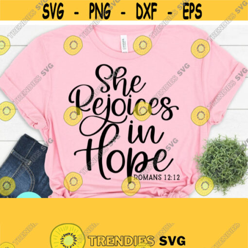 She Rejoices in Hope Bible Quote Svg Religion Svg Bible Quote Svg Womens Christian SVG Faith Svg Scripture Svg Svg Dxf Eps Png Design 497