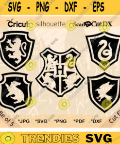 Simple Hogwarts Animal Crests SVG Bundle Gryffindor Stencil Slytherin Emblem Vector Ravenclaw Color Sigil Hufflepuff Stamp Mold
