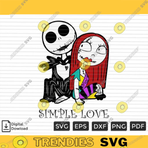 Simple Love Jack and Sally SVG PNG Halloween SVG Horror svg Pumpkins svg Custom File File for Cricut Silhouette
