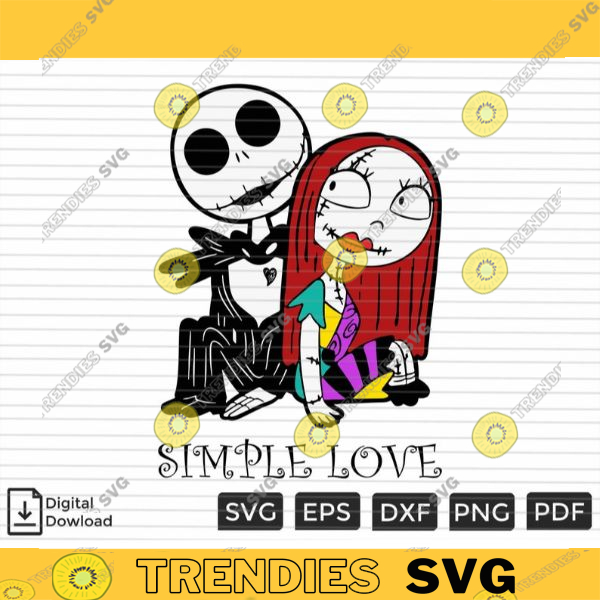 Halloween - Simple Love Jack And Sally Svg Png Halloween Svg Horror Svg ...