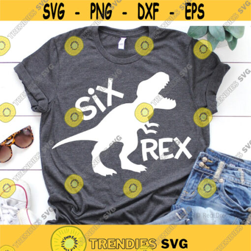 Six Rex Svg Boy Sixth Birthday Svg Dinosaur Svg T Rex Svg Birthday Dude Svg Baby Boy 6 Birthday Shirt Svg Files for Cricut Png Dxf Design 7559.jpg