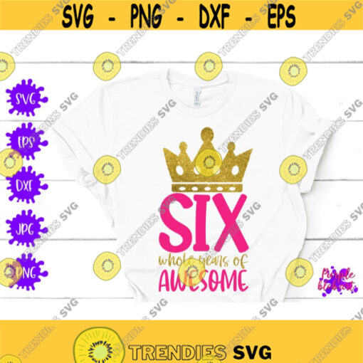 Six whole year of awesome Sixth birthday SVG 6th birthday shirt Six years old Sixth birthday shirt 6th birthday party decor girl birthday Design 133