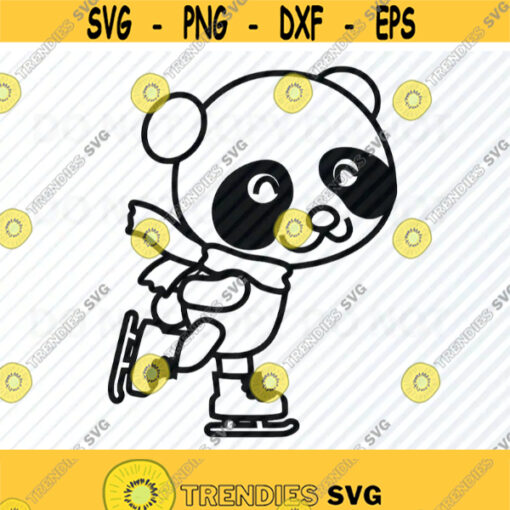 Skating Panda 2 SVG Files Vector Images Clipart Panda Bear SVG Image For Cricut Silhouette Eps Png Dxf Clip Art Ice skating svg Design 675