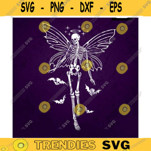 Skeleton Fairy svg skull Skeleton Shirt design Gothic princess tattoo Grunge Fairycore Aesthetic Halloween svg Svg for Cricut Design 422 copy