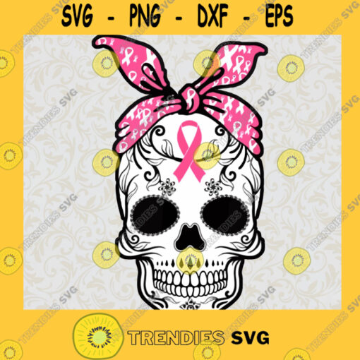 Skull Bandana Cancer SVG Skull Cancer Awareness PNG Skull Pink Ribbon PNG