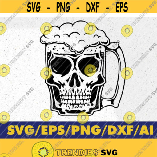 Skull Beer Mug SVG Lager SVG Draft Beer SVG Alcoholic Drink Bar Pub Drunk Alcohol Cutting File Clipart Vector Digital Dxf Png Eps Design 256
