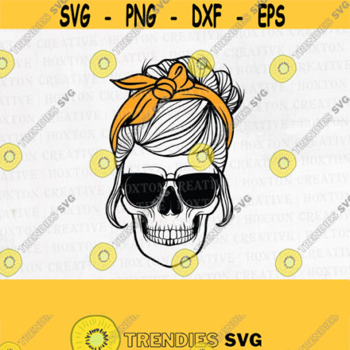 Skull Bun Hair Svg Mom Life Svg Messy Bun Svg Skull Svg Skull Design Cutting FileDesign 203