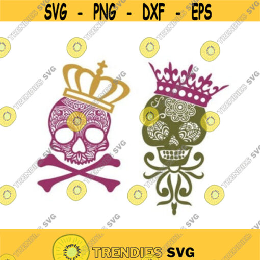 Skull Crossbones Pirate king queen Cuttable Design SVG PNG DXF eps Designs Cameo File Silhouette Design 314