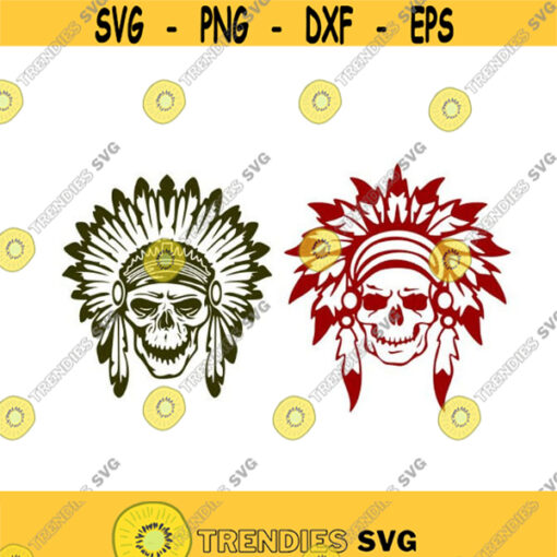 Skull Indian feathers Cuttable Design SVG PNG DXF eps Designs Cameo File Silhouette Design 306