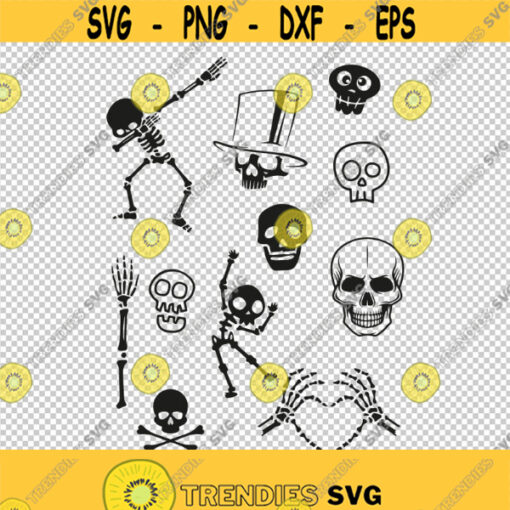 Skull Skeleton Bundle Collection SVG PNG EPS File For Cricut Silhouette Cut Files Vector Digital File