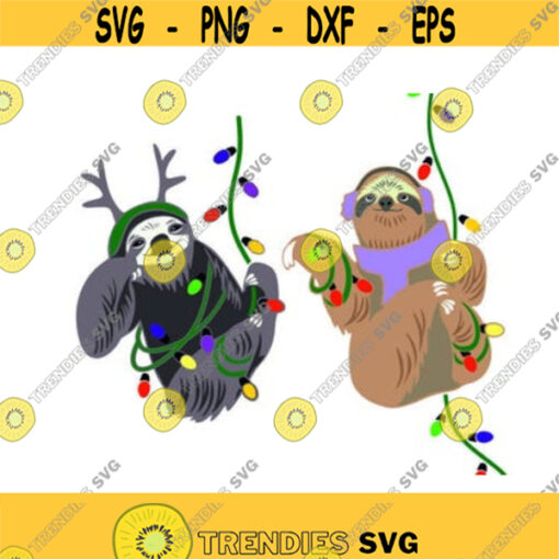 Sloth Animal Christmas Cuttable Design SVG PNG DXF eps Designs Cameo File Silhouette Design 124