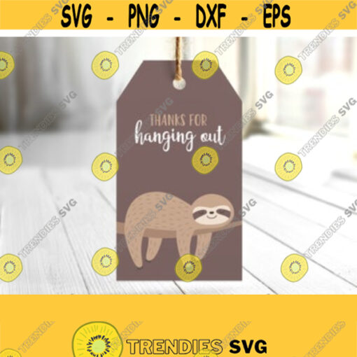 Sloth Favor Tags. Baby Shower Thanks for Hanging Out Tags Printable Thank You Cards. Birthday Favor Bag Labels Stickers. Treat Gift Decor Design 488