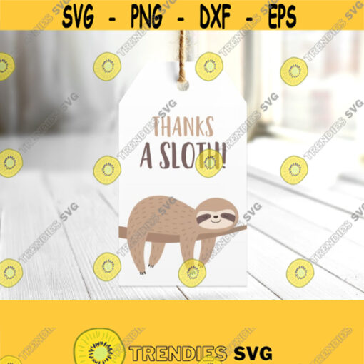 Sloth Favor Tags. Unisex Baby Shower Thank You Sloth Much Tags Printable Thanks Cards. Birthday Favor Bag Labels Stickers. Treat Gift Decor Design 511