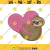 Sloth Love Heart Valentines Day Embroidery Design Monogram Machine INSTANT DOWNLOAD pes dst Design 1662