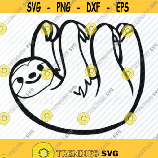 Sloth SVG Files For Cricut Black white Transfer Vector Images Cartoon Sloth Clip Art SVG Eps Png dxf Stencil ClipArt Silhouette Design 6