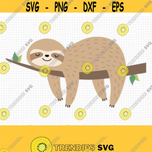 Sloth SVG. Cute Kawaii Sleepy Sloth Cut Files. Baby Animals PNG Clipart. Vector Files for Cutting Machine dxf eps jpg pdf Instant Download Design 484