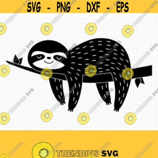 Sloth SVG. Cute Kawaii Sleepy Sloth Cut Files. Baby Animals PNG Clipart. Vector Files for Cutting Machine dxf eps jpg pdf Instant Download Design 485