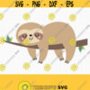 Sloth SVG. Cute Kawaii Sleepy Sloth Cut Files. Baby Animals PNG Clipart. Vector Files for Cutting Machine dxf eps jpg pdf Instant Download Design 487