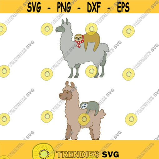Sloth and Llama alpaca Animal Cuttable Design Pack SVG PNG DXF eps Designs Cameo File Silhouette Design 258