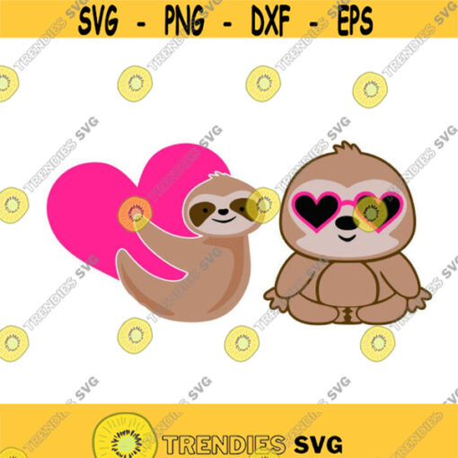 Slow Heart Sloth Love Valentines Day Love Cuttable Design SVG PNG DXF eps Designs Cameo File Silhouette Design 426