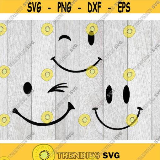 Smiley Face SVGHappy Face Cutting File Wink Smiley Clip art Silhouette Stencil Template Cricut Design Transfer Instant Download Design 2974
