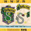 Snake Color SVG Bundle Snake Emblem Outline Low Detail School of Magic svg Cut File Snake Crest Banner Outline Letter S svg