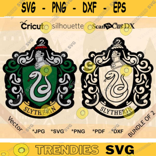 Snake Uniform Emblem Bundle School of Magic SVG Cut File Vector Crest Outline Snake House Crest Layered by Color