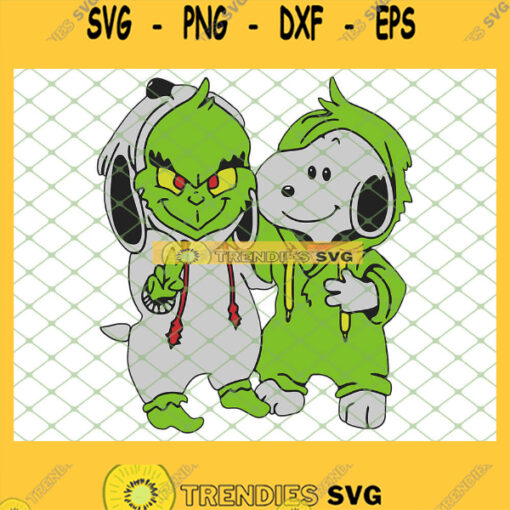 Snoopy And Grinch Fusion Peanuts Kid Best Friend Love Christmas Costume SVG PNG DXF EPS 1