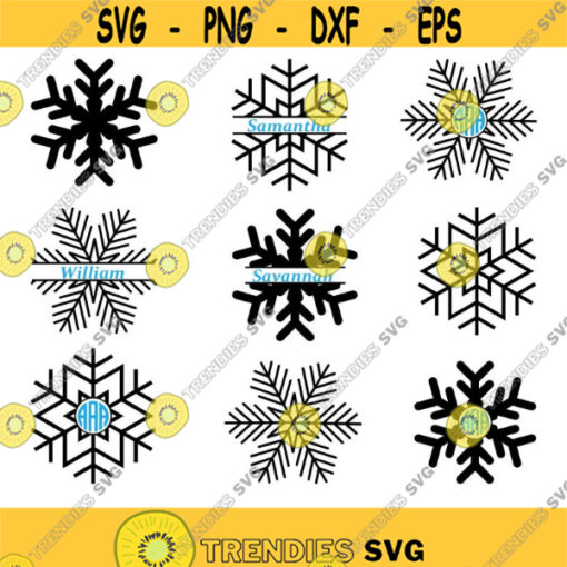 Snowflake SVG Cut File Snowflake Monogram Svg Snowflakes Svg Snowflake Clipart Snowflake Silhouette Cricut Files svg dxf eps png. .jpg