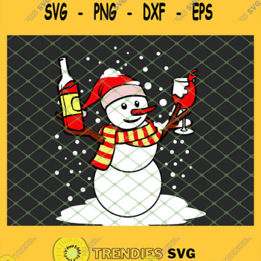 Snowman And Red Wine Christmas SVG PNG DXF EPS 1