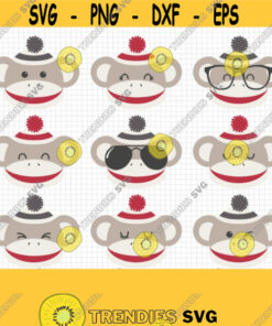 Sock Monkey Svg. Cheeky Monkey Faces Clipart. Baby Cut Files Bundle. Vector Files For Cutting Machine Png Dxf Eps Jpg Pdf Download Design 584
