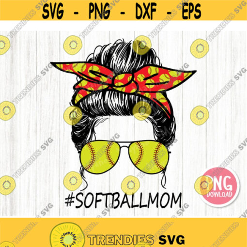 Softball Mom Messy Bun Sunglasses Mom Life PNG Sublimation Design Downloads Design 84