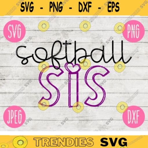 Softball Sis Sister svg png jpeg dxf cutting file Commercial Use Vinyl Cut File Gift for Her School Team Sport Game Baseball 1274