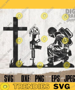 Soldier Kneeling in Cross svg Memorial Day svg Veteran svg Soldier svg Honor the Brave svg Support all Troops svg Military Cutfile copy