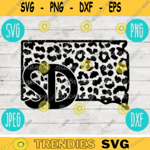 South Dakota SVG State Leopard Cheetah Print svg png jpeg dxf Small Business Use Vinyl Cut File 2395