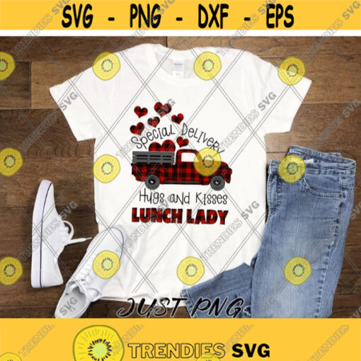 Special Delivery Hug and Kisses PngLunch Lady Valentines DayRed Plaid TruckRed Plaid HeartsCoupleDigital DownloadPrintSublimation Design 312