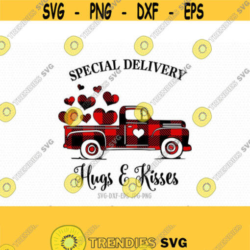 Special delivery Hugs kisses SVG Valentines buffalo plaid Truck svg Valentines Day SVG Love SVG CriCut Files svg jpg png dxf Silhouette Design 166
